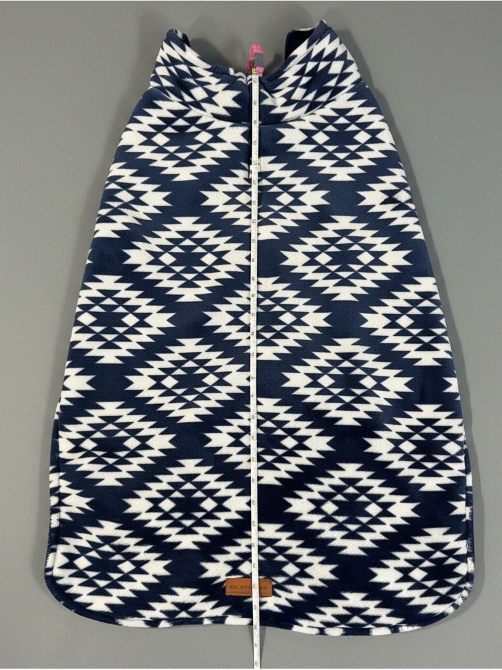 Lucky Brand Navy and White Aztec Fleece Dog Jacket